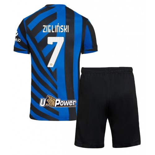 Dětský fotbalový dres Inter Milan Piotr Zielinski #7 2024-25 Domácí Krátký Rukáv (+ trenýrky)